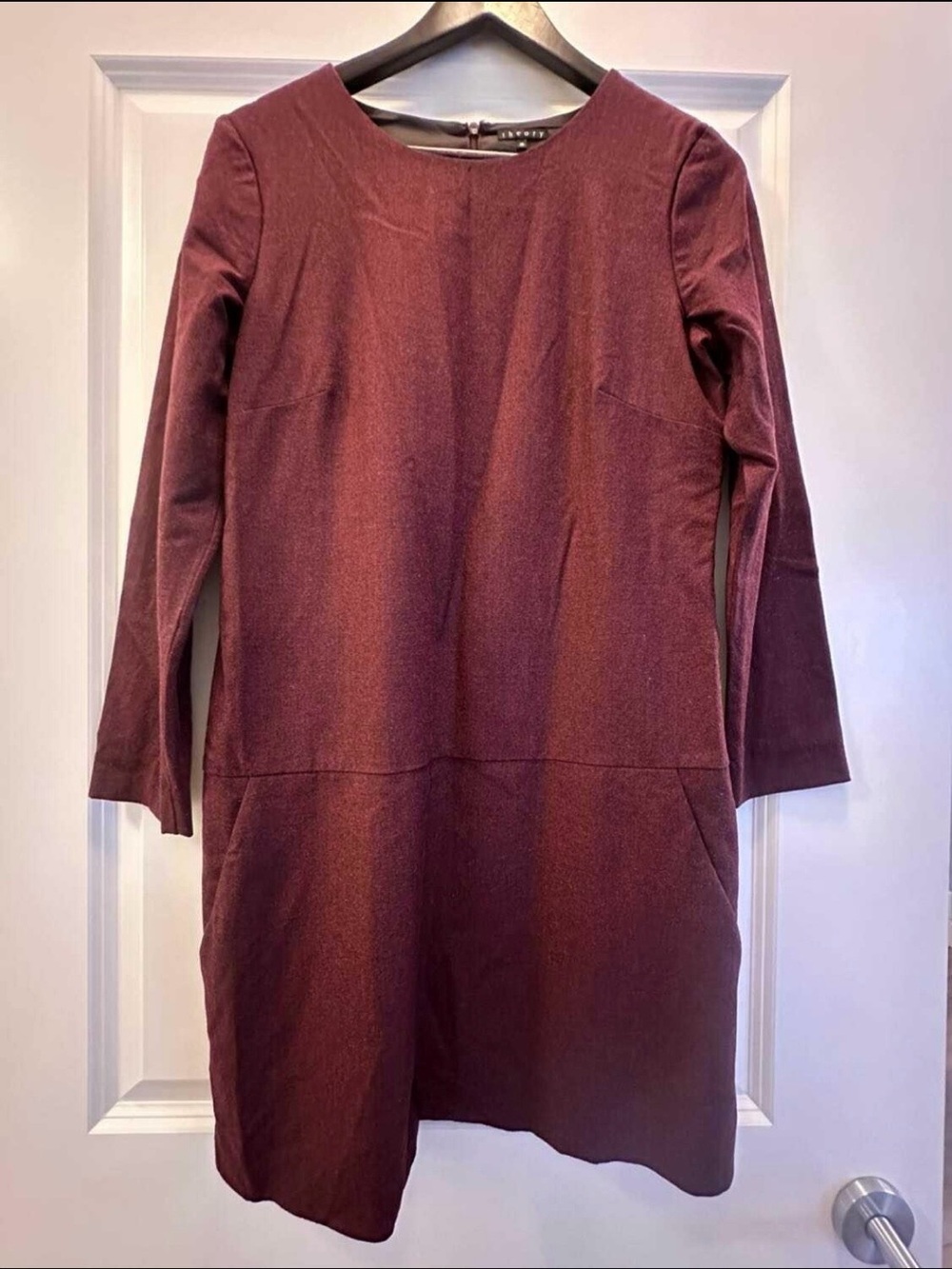 Theory Simple Shift Dress in Burgundy